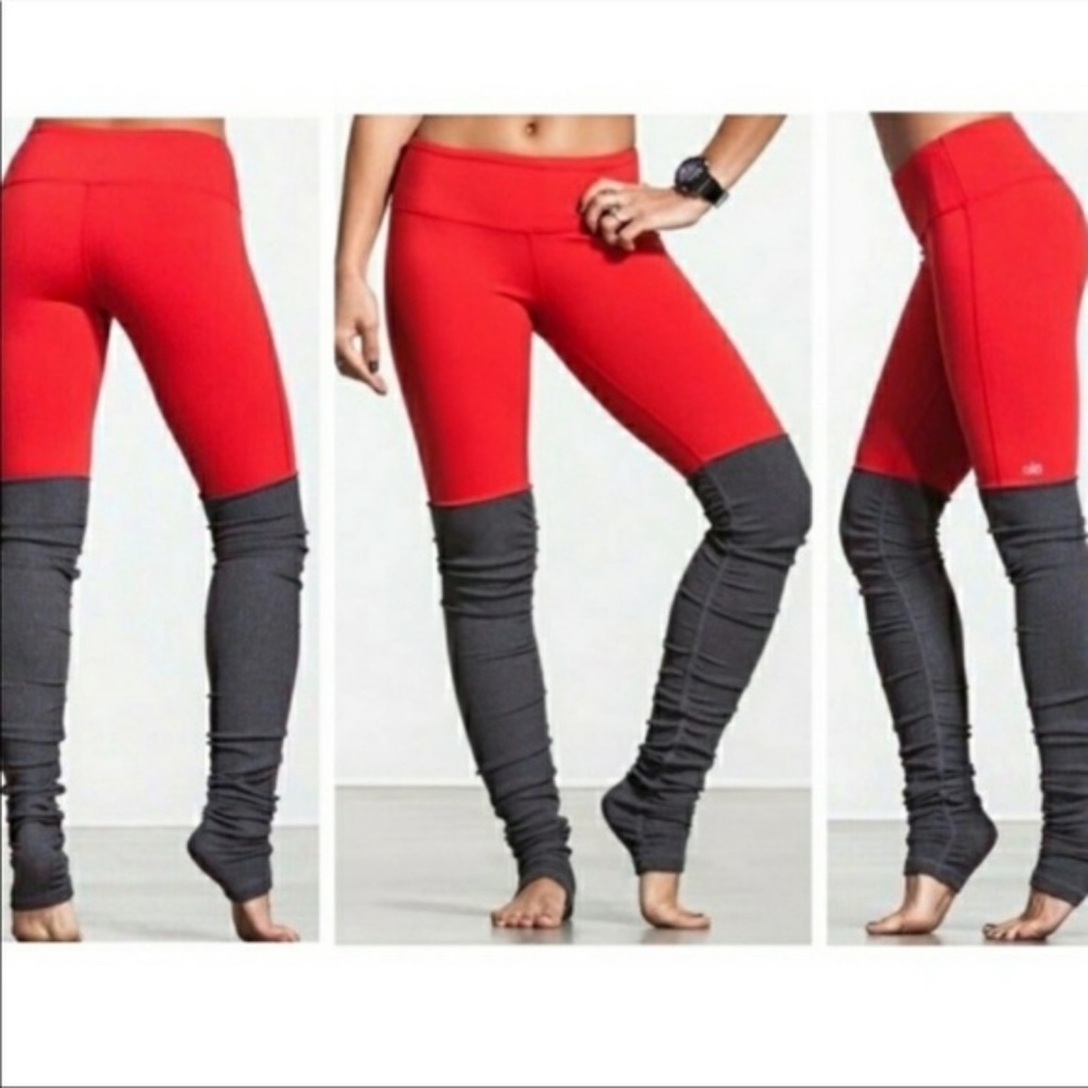 ALO Yoga Goddess leggings in red/ grey size M